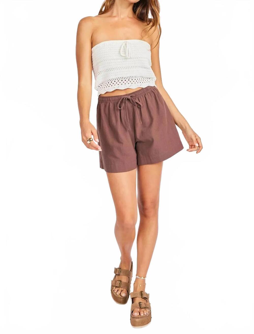 NEW SAGE THE LABEL hang ten high-waisted staple shorts in oak
